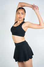 Black scallop edge sports bra for women by Soi