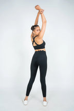 Black high waisted scallop leggings for women by Soi